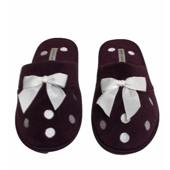 Laura Ashley Shoes - Laura Ashley Women's Slippers Polka Dot purple White With Bow Size XL 9.5-10.5